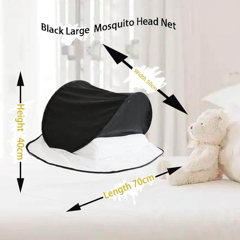 CMINGJ Portable Mosquito Head Net Foldable Pop-Up Travel Essentials Mosquito Net for Bed Free Installation-Large Size Suitable for Bedroom, Camping, nap (Black Large) - Image 4